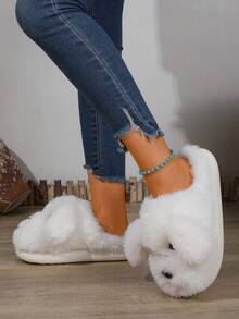 1 Pair Women White Slide Home Slippers Cartoon Fashion Indoor Footwear - White - View 5