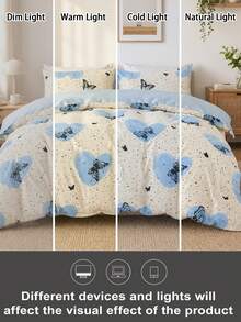 2/3pcs Heart Pattern Duvet Set, Ultra-Soft Breathable Microfiber For All Seasons. Washable, Pill/Shrink/Wrinkle Resistant. Fits INS & Country Styles, King/Queen/Full/Twin. Great For Home, Dorm, Apartment, Guest Room, Rentals & Gifts. - Multicolor - View 8