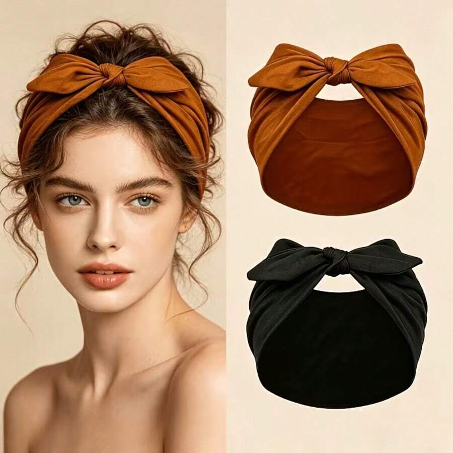 1pc Bohemian Style Bow Headband, A Perfect Blend Of Romantic Exotic Charm And Practicality, An Essential Fashion Accessory For Every Woman's Wardrobe. Its Most Eye-Catching Feature Is The Exquisite Bow Design, Which Not Only Adds Elegance And Sweetness To The Overall Look, But Also Effortlessly Conveys A Rich Artistic Atmosphere, Instantly Elevating Ordinary Daily Outfits - Multicolor - View 1