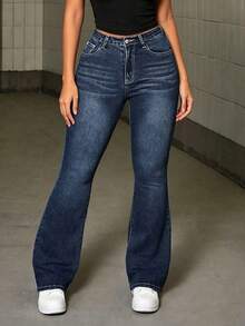 Teen Girl Creative Cross-Stitch Embroidery Back Pocket Skinny Jeans - Dark Wash - View 4