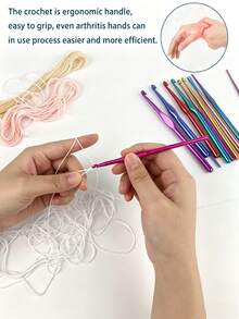 Latest Multicolor 14-Piece Aluminum Crochet Hook Set 2.0-10.0mm, Includes Stitch Markers And Large Eye Needles, Colorful Metal Crochet Hooks, Ergonomic Design For Comfortable Crocheting - Multicolor - View 9