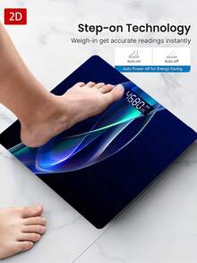 1pc Colorful Light High-Quality Tempered Glass Bathroom Scale, Max Capacity 400lbs/180kg, Tempered Glass Surface, Temperature Detection - Multicolor - View 4