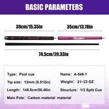 3 Section Billiard Break Jump Stick Pink Split Pool Cue For 9 Ball Competition - Rose Red - View 3