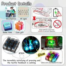 1pc Glowing Mechanical Keyboard Keychain Fidget Toy, Transparent LED Button Stress Relief Toy, Portable Sensory Anxiety Relief Pendant, Backpack Key Chain, Gift For Teens And Adults - Multicolor - View 8