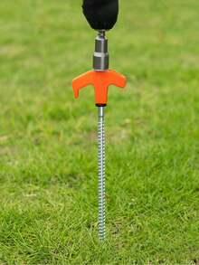 2件/4件 鍍鋅鋼螺旋帳篷地釘，樹木固定地樁，戶外露營裝備 - 彩色 - 查看 6