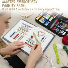 LAMYA Embroidery Stitch Book Kit For Adults & DIY Craft Enthusiasts, Portable Embroidery Kit For Beginners, Includes Guide To 106 Patterns With Tools & Tutorials And 86-Piece Sewing Tool Set (1 Kit) - DIY Sewing Kit 599 - View 10