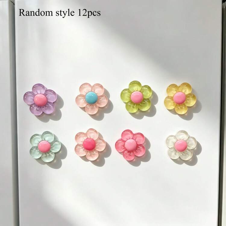 4/8/12件可愛花朵冰箱貼，花朵冰箱磁鐵，適合辦公室白板裝飾、居家裝飾、房間裝飾、冰箱廚房磁鐵，送給朋友和家人的禮物 - 多色 - 查看 10