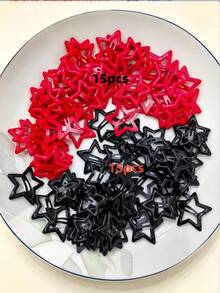 100/50/30pcs Personalized Y2K Star-Shaped BB Hair Clips, Black & Red Hair Clips, Basic Hair Accessories - Suitable For Girls, Daily School, Party, Sports - Multicolor - View 4