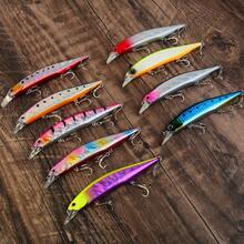 9pcs Floating Long Tongue Minnow Lure Set, Deep Diving Reflective Hard Baits, Long Casting Fishing Lures For Sea Bass And Amur Carp - Multicolor - View 3
