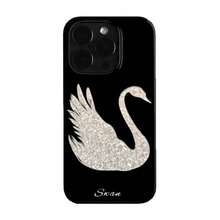 1件個性化天鵝波點圖案美學黑色液態直邊手機殼，適用於 iPhone 16/16 Pro/16 Plus - 彩色 - 查看 2