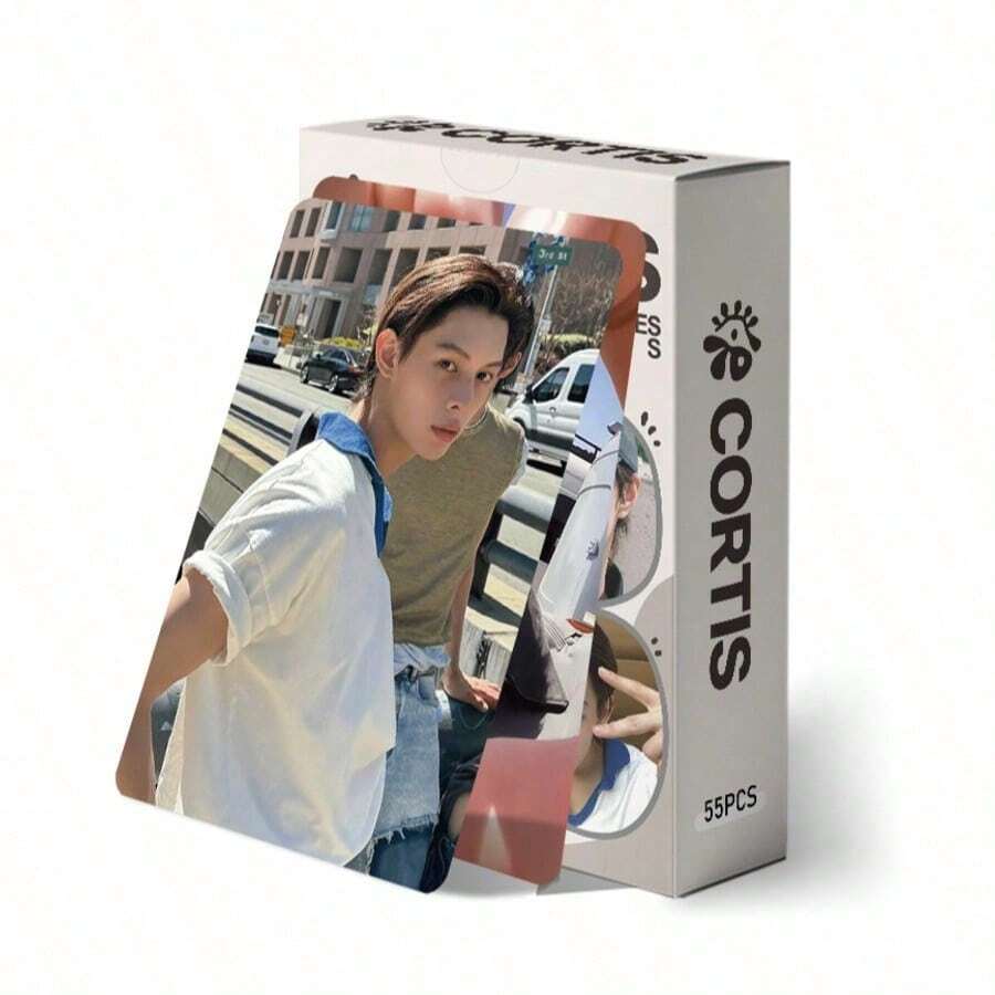 55pcs CO RTIS Laser Holographic K-Pop Idol Selfie Photo Cards, Fan Support Collectible LOMO Cards, Suitable For Decorating Photo Albums Or Room Photo Walls, Holiday Gifts, Celebrity Holographic Cards, Party Supplies, Celebrity Card Collection, Boxed High-Definition Celebrity Photo Cards, Collectibles, Small Gifts