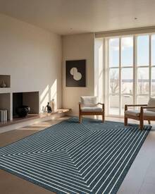 Latte&Fog Alfombras de 153 x 215 cm para Sala de Estar y Dormitorio,Moderna Abstracta Lavable, de Pelo bajo Antideslizante Estilo Boho para Sala de Estar, Oficina, Dormitorio(Negro 5x7ft) - Blanco - Ver 4