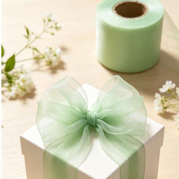 6 Piezas/Set Rollo Largo de Ancho Estrecho de Tul 100% Poliéster, Adecuado para Decoración de Bodas y Fiestas, Manualidades DIY, Empaquetado Floral, Acento de Decoración Suave, Decoración de Adornos de Navidad y Halloween, Favor de Bautizo y Primer Cumpleaños, Esencial para Entusiastas de Manualidades DIY