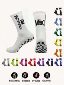 10/9/6/5/3/1 Pair Professional Dotted Rubber Sole Football Socks, Mid-Calf Socks, Towel Bottom Sweat-Absorbing Sports Socks, Suitable For Various Sports Wear - Multicolor - View 2