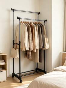 Adjustable And Retractable Floor-Standing Drying Rack (Available In Single- Or Double-Pole Versions); Features Swivel Casters For Mobility-Suitable For Indoor Use, Balconies, Or Bedrooms As A Garment Rack. - Standard Version - View 8
