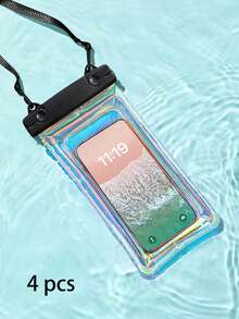 1/2/4pcs Airbag Shockproof Waterproof Phone Pouch, Waterproof Bag, Travel Essential, Universal Waterproof Phone Bag, Airbag Waterproof Phone Pouch, Waterproof Phone Case With Lanyard, Suitable For IPhone15/14/13/12/11 Pro Max, Swimming Underwater Waterproof Phone Case, Beach Phone Dry Bag, Sports Bag, Casual Travel, Vacation, Summer Swimming Bag, Holiday Supplies, Beach Accessories, Pool Floats - Black - View 11
