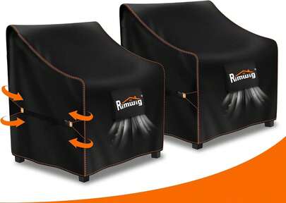 Rimwig Patio Chair Covers 2 Pack, Waterproof Outdoor Furniture Covers, Heavy Duty Wicker Swivel Chair Covers For Garden Lawn 35" W X 38" D
