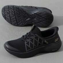 Sepatu jalan kaki ringan Skechers dengan jaring penyangga berlubang, sol lembut, desain anti selip, cocok untuk bepergian, berjalan kaki, dan pemakaian kasual sehari-hari. - Hitam - View 5