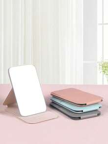 1 Portable Makeup Mirror, PU Leather Material, Foldable, Travel Mirror, Suitable As A Gift, Travel Essential, Makeup Essential, Easy To Store, Great Christmas Gift Choice, Suitable As A Holiday Gift - Pink - View 5