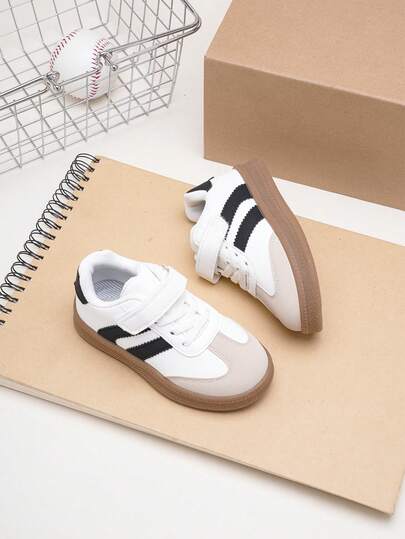 1 Pair New PU Casual Shoes For Boys And Girls, Spring/Autumn New Children's Sports Shoes, Indoor/Outdoor College Style Running Shoes, Low-Top Sneakers, Suitable For All Seasons