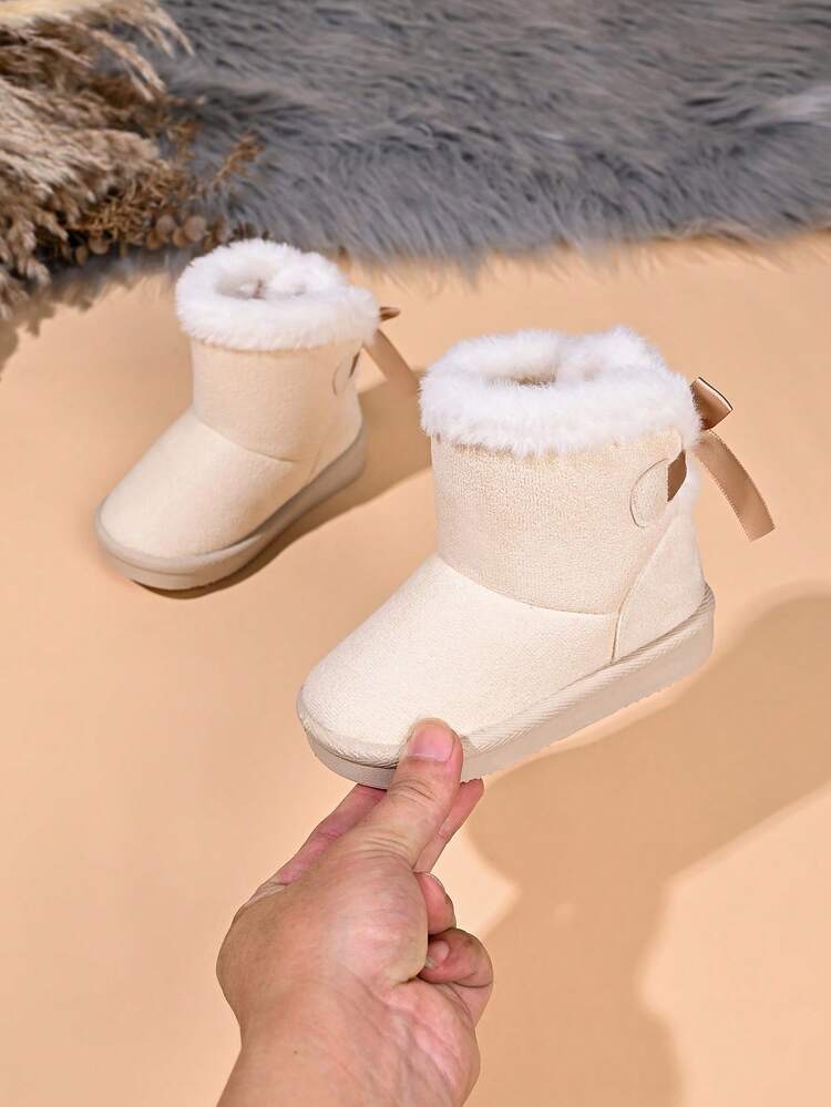 Infant Fashion New Snow Boots With Bow Decoration - Beige - View 6