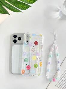 Smiling Face Painted Transparent Four-Corner Card Slot Multi-Function Card Holder Wallet Thick Anti-Drop Phone Protective Case Compatible With Ip 17/Ip 17pro/Ip 17promax/ IP16/11/16pro/16plus/16promax/16e/15Promax/13/14/12/XS/XR/7G/8P, Compatible With Samsung Galaxy S25/S25PLUS/S25 Ultra/A16/A36/A26/A56/A50/A12/A32/A52/A72/A51/A21S/A13/A14/S24/S24PLUS/S24Ultra/S20/S23/S22/A53/S20FE/S21/Phone Protective Case - Multicolor - View 2
