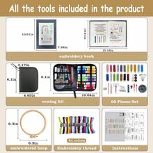 LAMYA Embroidery Stitch Book Kit For Adults & DIY Craft Enthusiasts, Portable Embroidery Kit For Beginners, Includes Guide To 106 Patterns With Tools & Tutorials And 86-Piece Sewing Tool Set (1 Kit) - DIY Sewing Kit 599 - View 3