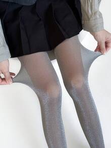 1雙性感閃亮珍珠銀線女款緊身褲，輕量柔軟高彈性四季貼身打底褲 - 彩色 - 查看 7