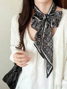 1pc Women's Vintage Paisley Pattern Long Scarf Belt Decorative Tassel Waist Accessory - Multicolor - View 10