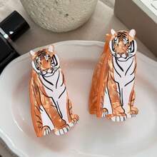 1PC/2PCS Cool 3D Tiger Acetate Hair Claw Clip, Niche Design Cartoon Fierce Tiger Hair Clip, Personalized Back Of Head Hair Styling - Multicolor - View 11