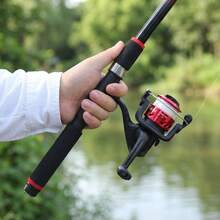 KecchKrezing Telescopic Straight Handle Fishing Rod And Reel Set With Multiple Lures, Hooks And Portable Storage Bag, Beginner Outdoor Riverbank And River Bass Fishing Gear - Red - View 6