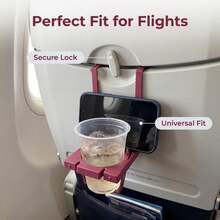 1pc Foldable 2-In-1 Airplane Seat Travel Accessory, Cup Holder Storage & Phone Holder Function. Easily Install On Standard Airplane Seat Tray, Securely Hold Phone, Soda Can And Various Cups. - Multicolor - View 2