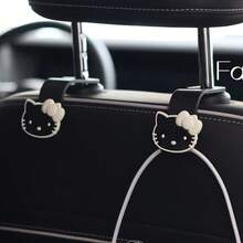 SANRIO 2件組 Hello Kitty 車用座椅背掛勾收納架,可愛鑰匙圈與口罩收納,耐用 ABS 塑料,粉色/黑色,適用於大多數車型,汽車配件,車鑰匙掛鉤,趣味設計,結構穩固,送給家人朋友的貼心禮物 - A - 查看 4