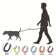 1pc Reflective Nylon Hands-Free Crossbody Pet Leash, Outdoor Running Crossbody Pet Leash, Suitable For Large, Medium And Small Dogs - Black and White - View 10