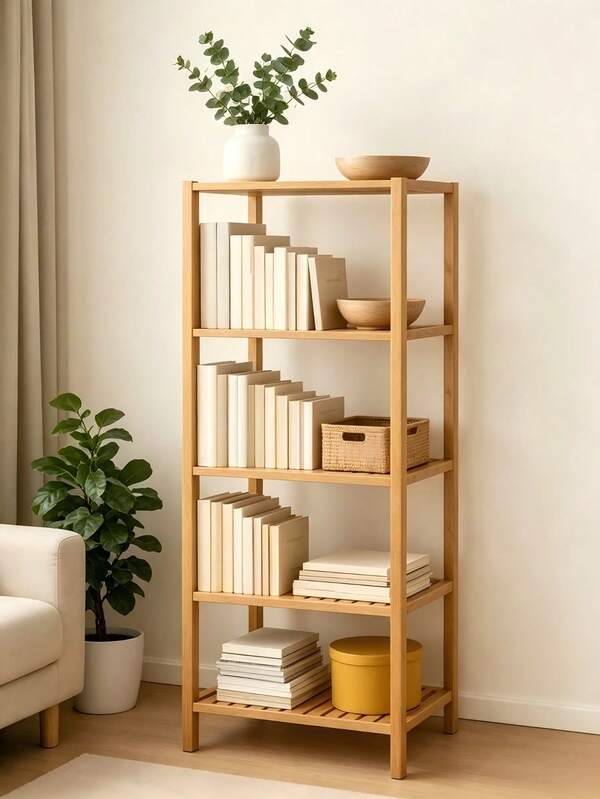 Multi-Tier Storage Rack, Available In 3-Tier / 4-Tier / 5-Tier Specifications. Hollowed Shelf Boards Offer Ventilation And Moisture Resistance. Stable And Space-Saving, Suitable For Living Rooms And Bathrooms. A Minimalist Storage Essential.