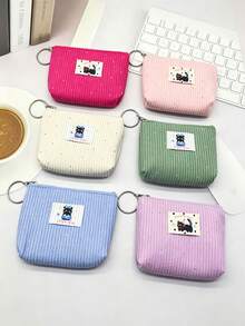 XD 12pcs/6pcs/3pcs/1pc Fashionable Puppy/Kitten Mini Kids Coin Purse With Keychain - Casual Fashion, Can Hold Keys, Data Cables, Coins And Rings - Easy To Clean, Washable - Multiple Colors Available. Perfect Gift For Kids - Multicolor - View 6