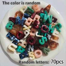 52pcs Acrylic Letter Beads, Tie-Dye Craft, Random Mixed Colors, Suitable For Handmade DIY Materials, Jewelry Making Materials, Keychains And Party Decorations, Cute Style, Ideal Accessories For Creative Handmade Crafts - Multicolor - View 14
