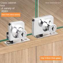 1Set/Metal Single Double Swinging Glass Showcases Door Cabinet Lock With Keys No Drilling Lock Easy To Install Glass Push Door Locks - No-drill Glass Lock - View 1