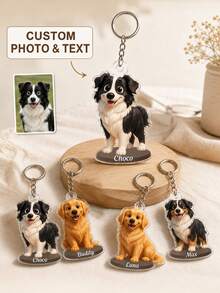 Personalized Custom Keychain, Custom Photo & Pet Name Keyring. Unique Portable Bag Charm, Ideal Sentimental Souvenir Gift For Anyone Who Loves Pets. - Multicolor - View 10