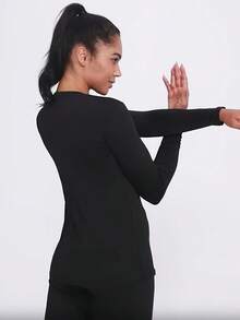 4pcs Women's Thermal Underwear Set, Thin Fleece Lined Elastic Slim Fit Long Sleeve Top + Leggings, Winter Base Layer Set - Black - View 10