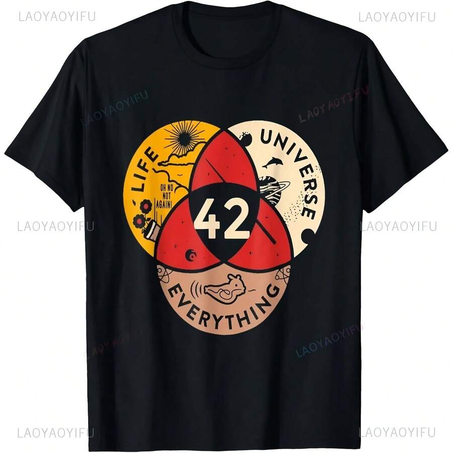 Grande Offerta 42 Risposta alla Vita Universo e Tutte le Scienze Maglietta Vintage Casual Moda Streetwear Maglietta Uomo Ampia Magliette Donna - forma - Visualizzare 1