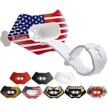 Ootball Mouth Guard Lip Guard With Permanent Helmet Strap Fits Adult & Youth, Ultra-Breathable Maximum Airflow, All Red Design With Protective Storage Case - American Flag - View 8