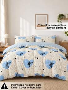 2/3pcs Heart Pattern Duvet Set, Ultra-Soft Breathable Microfiber For All Seasons. Washable, Pill/Shrink/Wrinkle Resistant. Fits INS & Country Styles, King/Queen/Full/Twin. Great For Home, Dorm, Apartment, Guest Room, Rentals & Gifts. - Multicolor - View 4