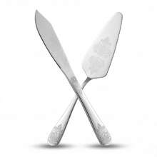 1/2pcs Vintage Embossed Silver Stainless Steel Cake Knife And Cake Tray Set, Includes 24.2cm Cake Mold And 23cm Pie Server, Thickened Rust-Resistant Dishwasher- Triangular Cake Slicer And Serving Utensils, Suitable For Weddings, Birthdays, Anniversaries, Parties And Dessert Baking - Silver - View 14