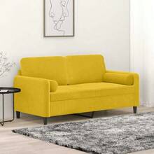 vidaXL 3-Seater Sofa With Yellow Cushions, 180 Cm, Velvet, Furniture For Sofa Bed, Living Room, Couch, Outdoor Sofa, Garden Sofa, Living Room, Terrace - Yellow - View 7