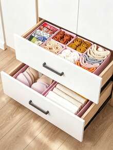 Pink Foldable Lidless Underwear Storage Box, Suitable For Wardrobe, Dress, Drawer Divider, Also As Underwear And Cosmetics Storage Basket, Applicable For Home, Room, Autumn Bedroom Decor, Holiday Bedroom Decor - Pink - View 9