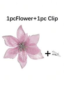1/10/20/30件裝亮面雙層紅色一品紅（附夾子）6.7英吋人造花，適用於聖誕樹、花環、樓梯、壁爐、窗戶、咖啡桌及節日/婚禮派對裝飾，聖誕禮物 - 粉紅色 - 查看 12