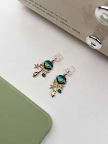 2pcs/3pcs Elegant Deep Sea Color Shell Pendant Dust Plug, Premium Alloy Oil-Drip Shell Starfish Fish Tail Phone Dust Plug Charm, Simple Convenient Universal Phone Earphone Hole Charging Port Dust Plug Waterproof Dust Plug - Multicolor - View 10