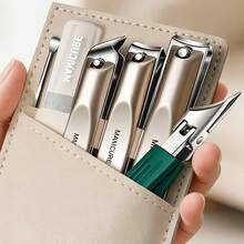 6pcs Set For Thick And Ingrown Nails – Designed For Seniors, Portable Home Nail Care Kit, Anti-Splash Nail Clipper + Cuticle Tools, Complete Manicure Set, Compact For Travel And On-The-Go Storage - A - View 1