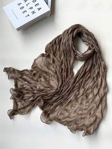 1pc Solid Color Casual Daily Comfortable Elegant Unique Classic Spring/Autumn New Versatile Beach Seaside Headwrap Sun Protection Fashionable Women's Scarf - Multicolor - View 23